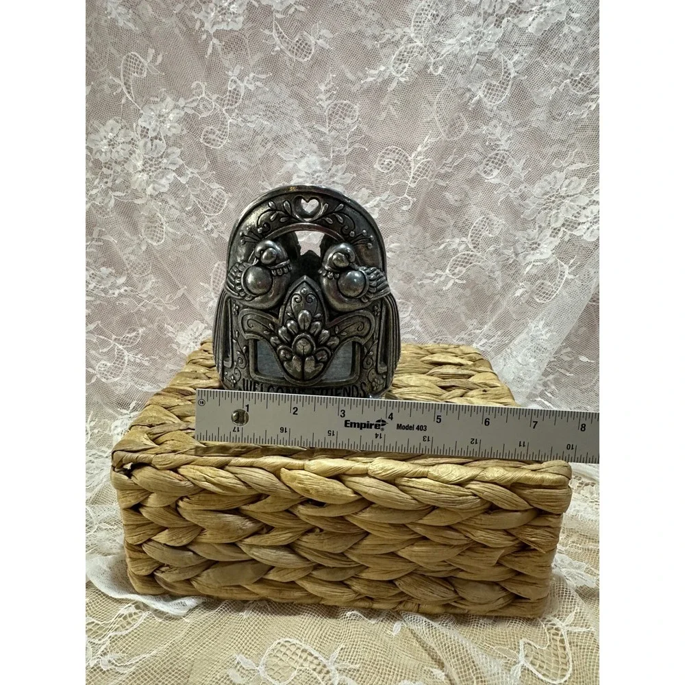 Yankee Candle Welcome‎ Friends Large Jar Holder Silver Tone Birds Floral Heart